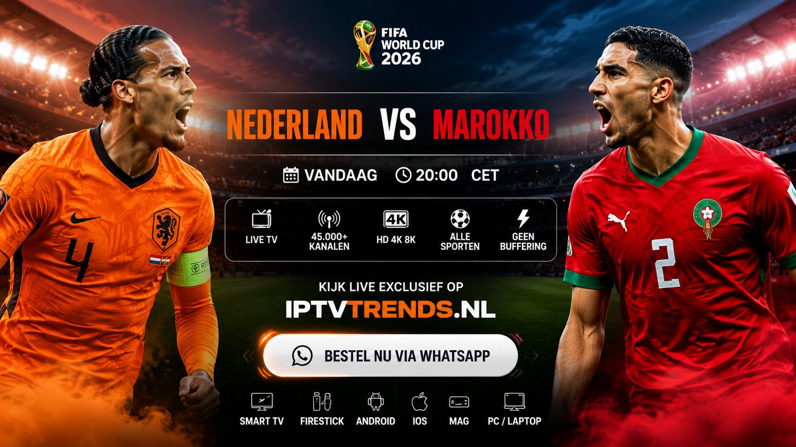 Nederland vs Marokko Live - FIFA World Cup 2026